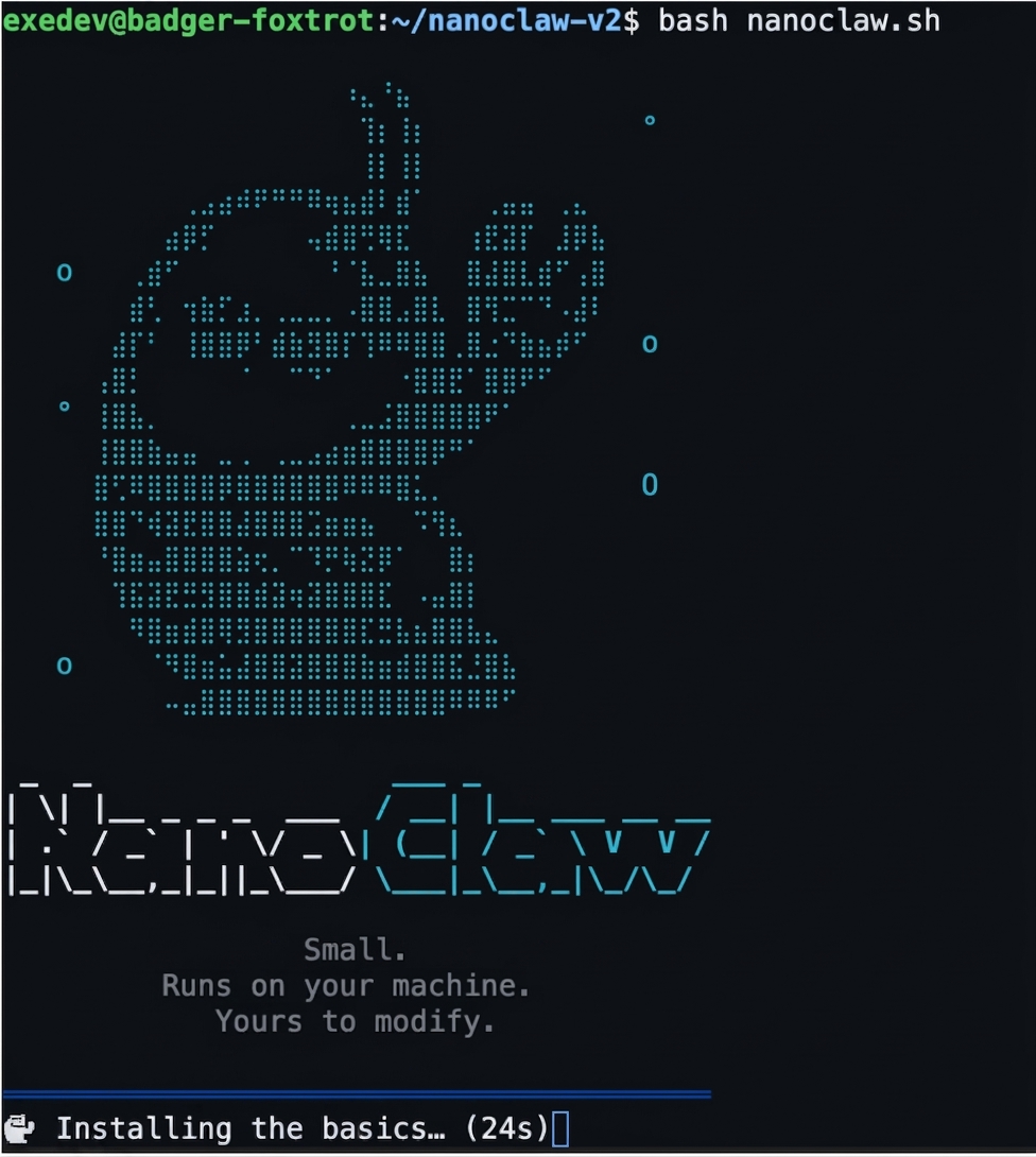 NanoClaw welcome screen